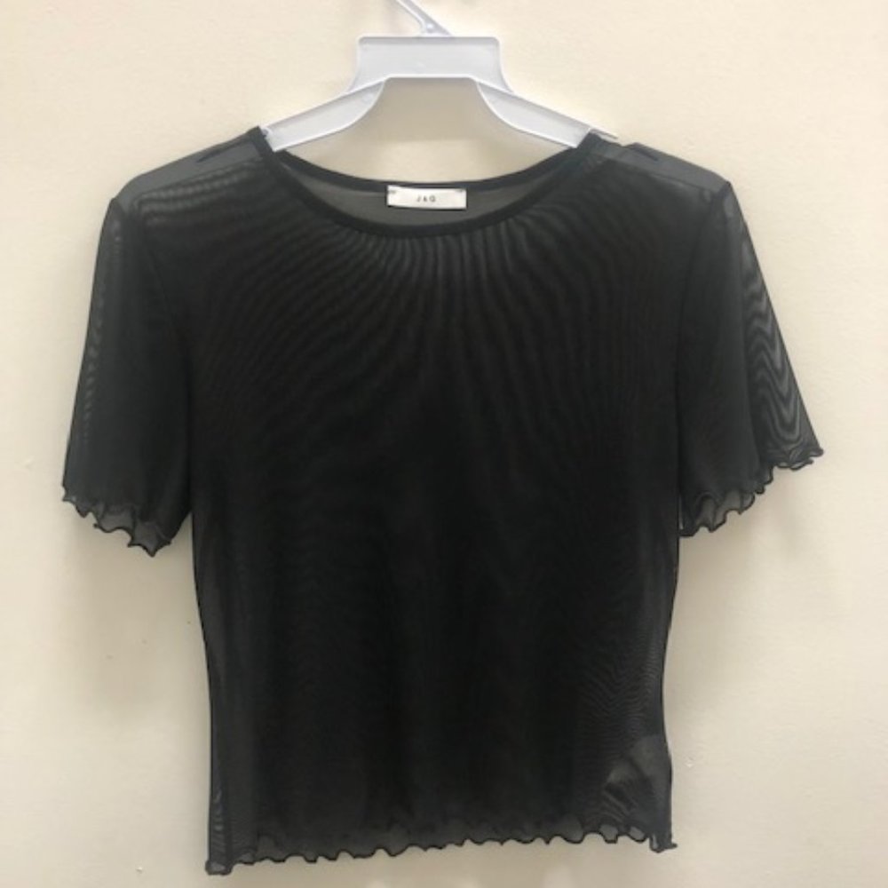 black mesh short sleeve top